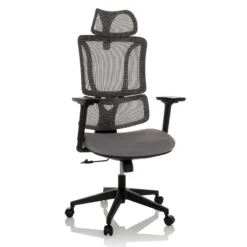 ERGOMY | Stoff / Netz | Rahmen: Schwarz - Home Office Bürostuhl Grau