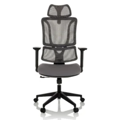 ERGOMY | Stoff / Netz | Rahmen: Schwarz - Home Office Bürostuhl Grau