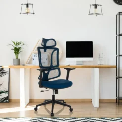 ERGOMY | Stoff / Netz | Rahmen: Schwarz - Home Office Bürostuhl Blau