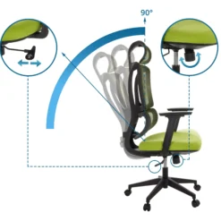 ERGOMY | Stoff / Netz | Rahmen: Schwarz - Home Office Bürostuhl Grün