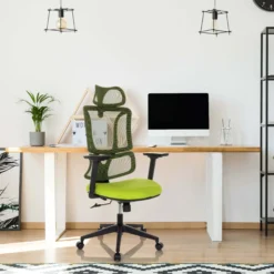 ERGOMY | Stoff / Netz | Rahmen: Schwarz - Home Office Bürostuhl Grün