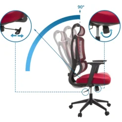 ERGOMY | Stoff / Netz | Rahmen: Schwarz - Home Office Bürostuhl Rot