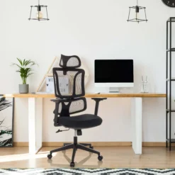 ERGOMY | Stoff / Netz | Rahmen: Schwarz - Home Office Bürostuhl Schwarz