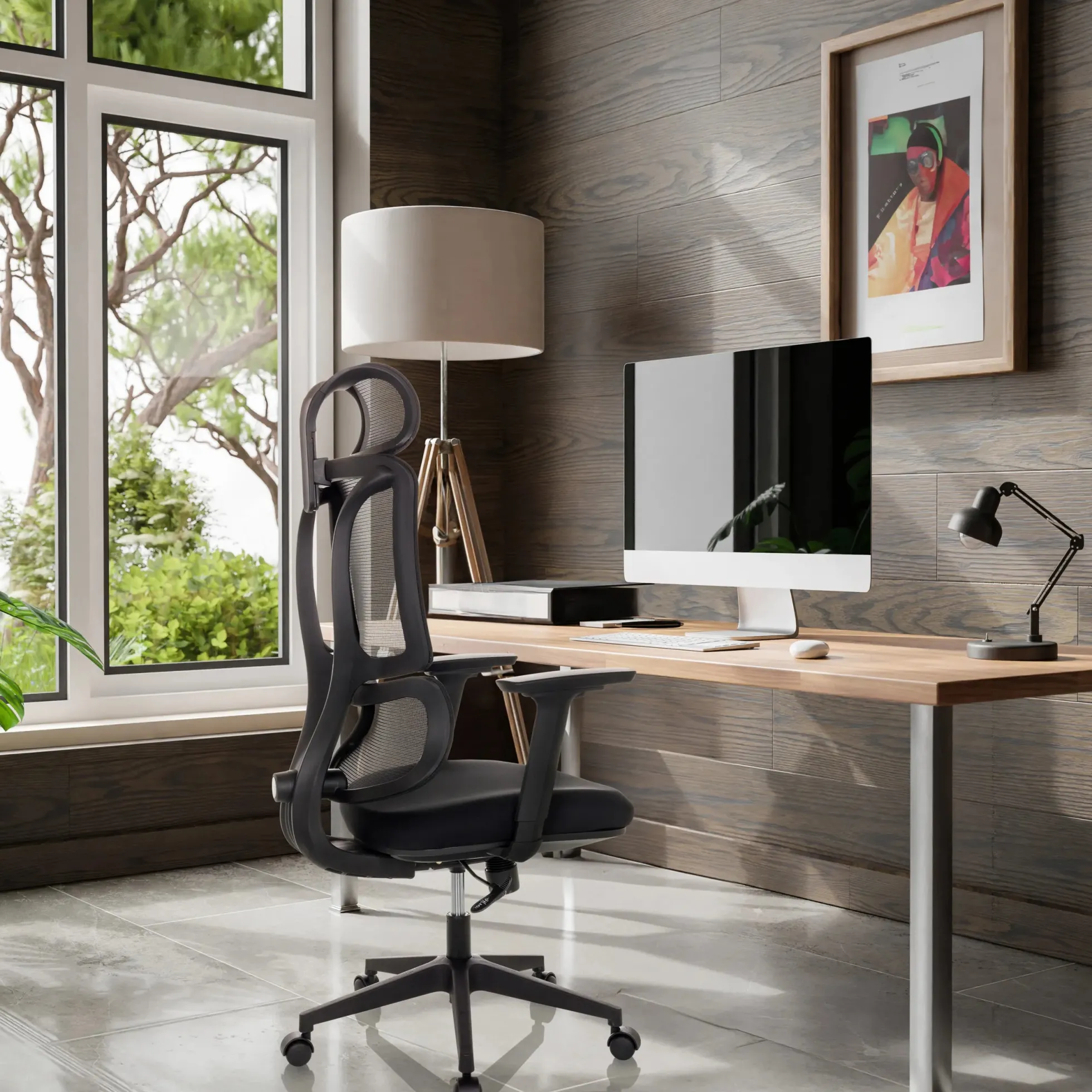 ERGOMY | Stoff / Netz | Rahmen: Schwarz - Home Office Bürostuhl Schwarz