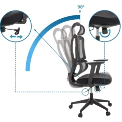 ERGOMY | Stoff / Netz | Rahmen: Schwarz - Home Office Bürostuhl Schwarz
