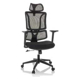 ERGOMY | Stoff / Netz | Rahmen: Schwarz - Home Office Bürostuhl Schwarz