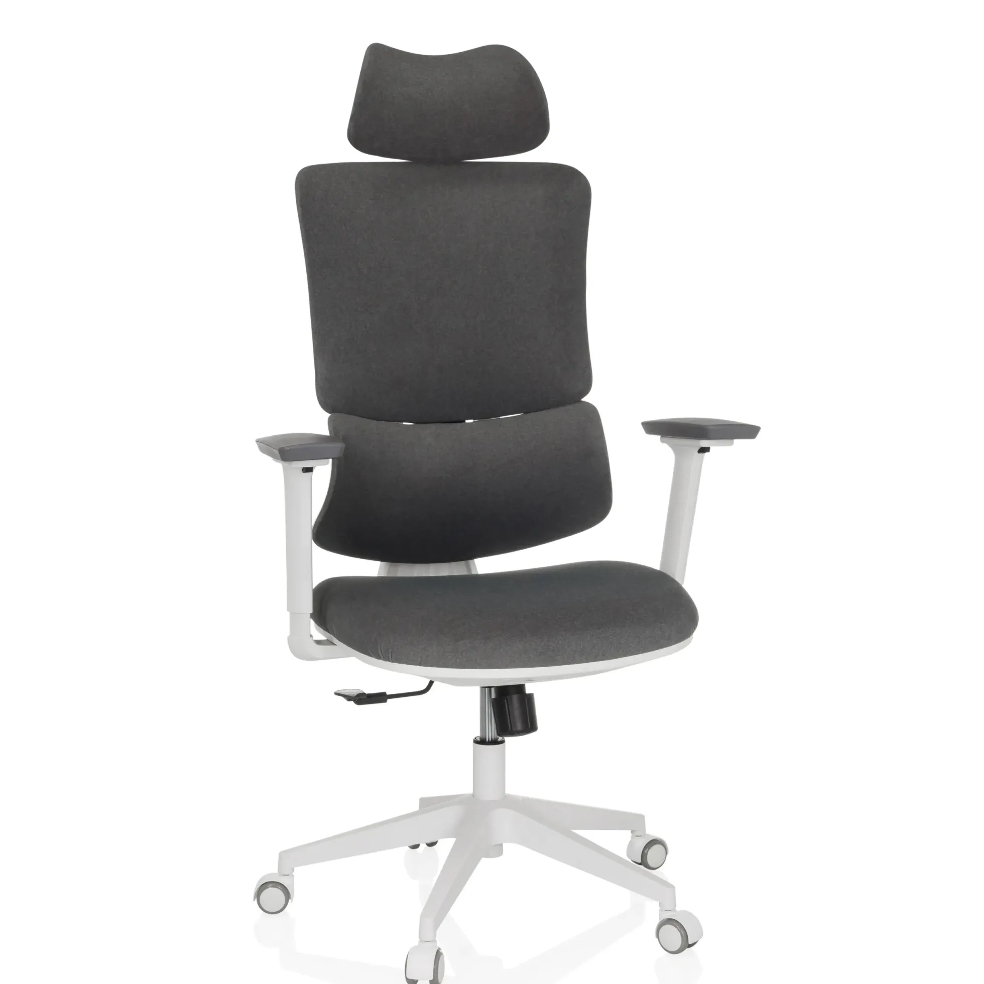 ERGOMY WF | Stoff | Rahmen: Weiß - Home Office Bürostuhl Grau