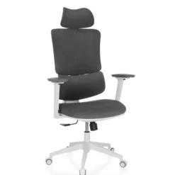 ERGOMY WF | Stoff | Rahmen: Weiß - Home Office Bürostuhl Grau