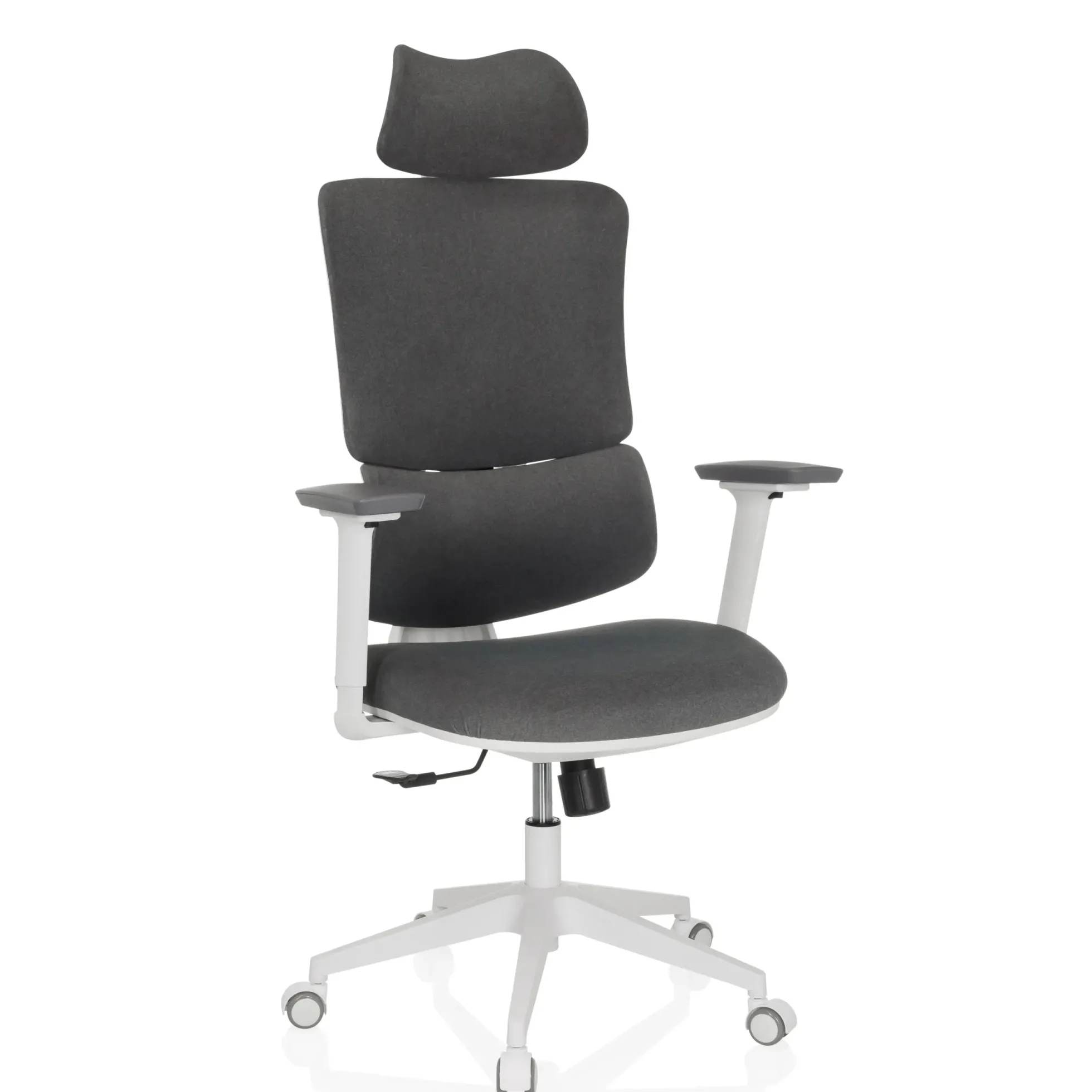 ERGOMY WF | Stoff | Rahmen: Weiß - Home Office Bürostuhl Grau