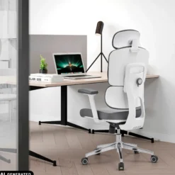 Ergomy WF 2 | Stoff | Rahmen: Weiß - Profi Bürostuhl Grau