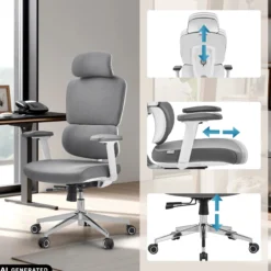 Ergomy WF 2 | Stoff | Rahmen: Weiß - Profi Bürostuhl Grau