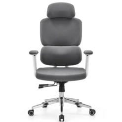 Ergomy WF 2 | Stoff | Rahmen: Weiß - Profi Bürostuhl Grau