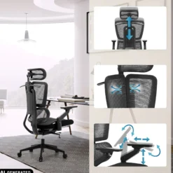 Ergo U2 Flex3 | Stoff/Netz - Profi Bürostuhl Schwarz