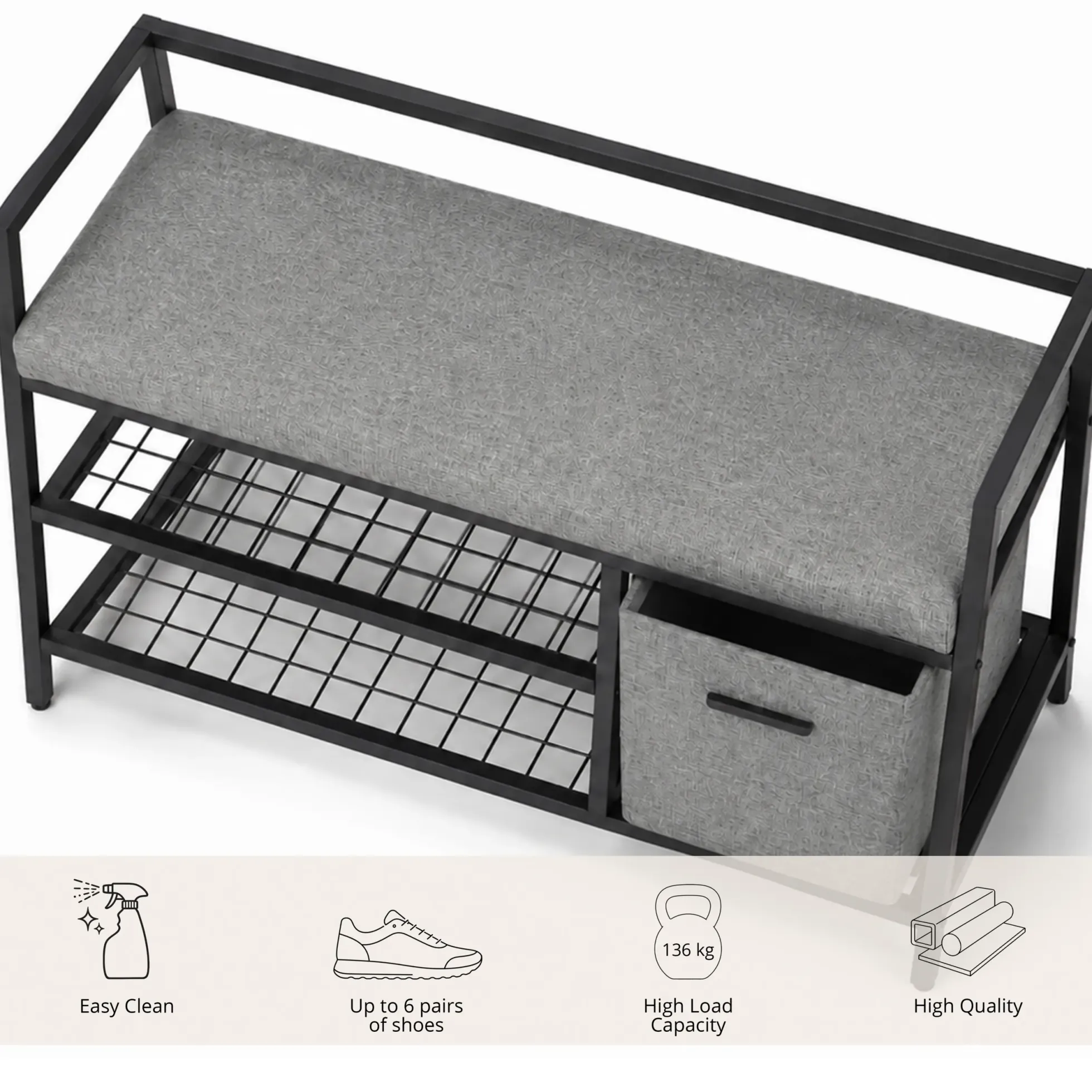 Estha Loft - Schuhschrank Schwarz/Grau