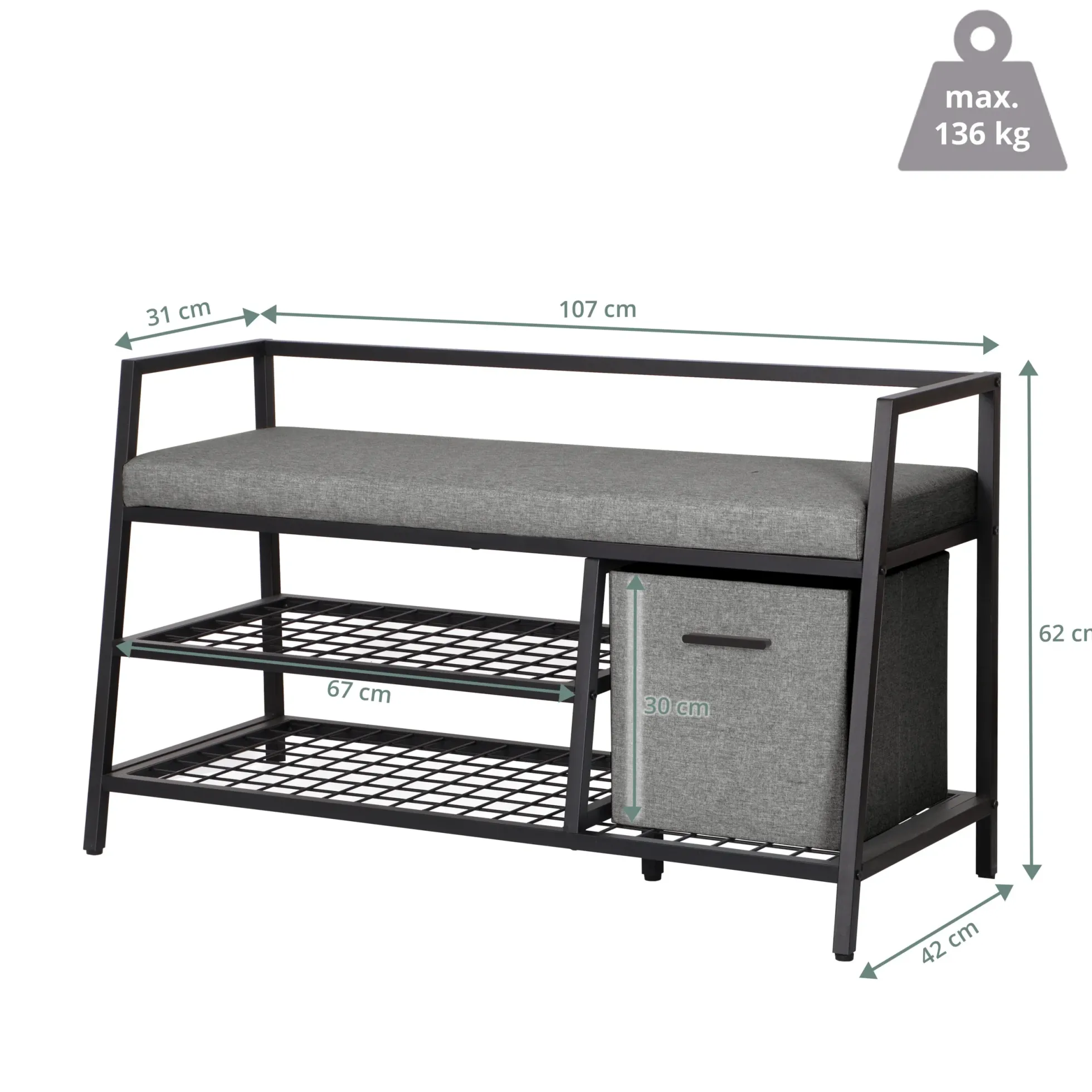 Estha Loft - Schuhschrank Schwarz/Grau