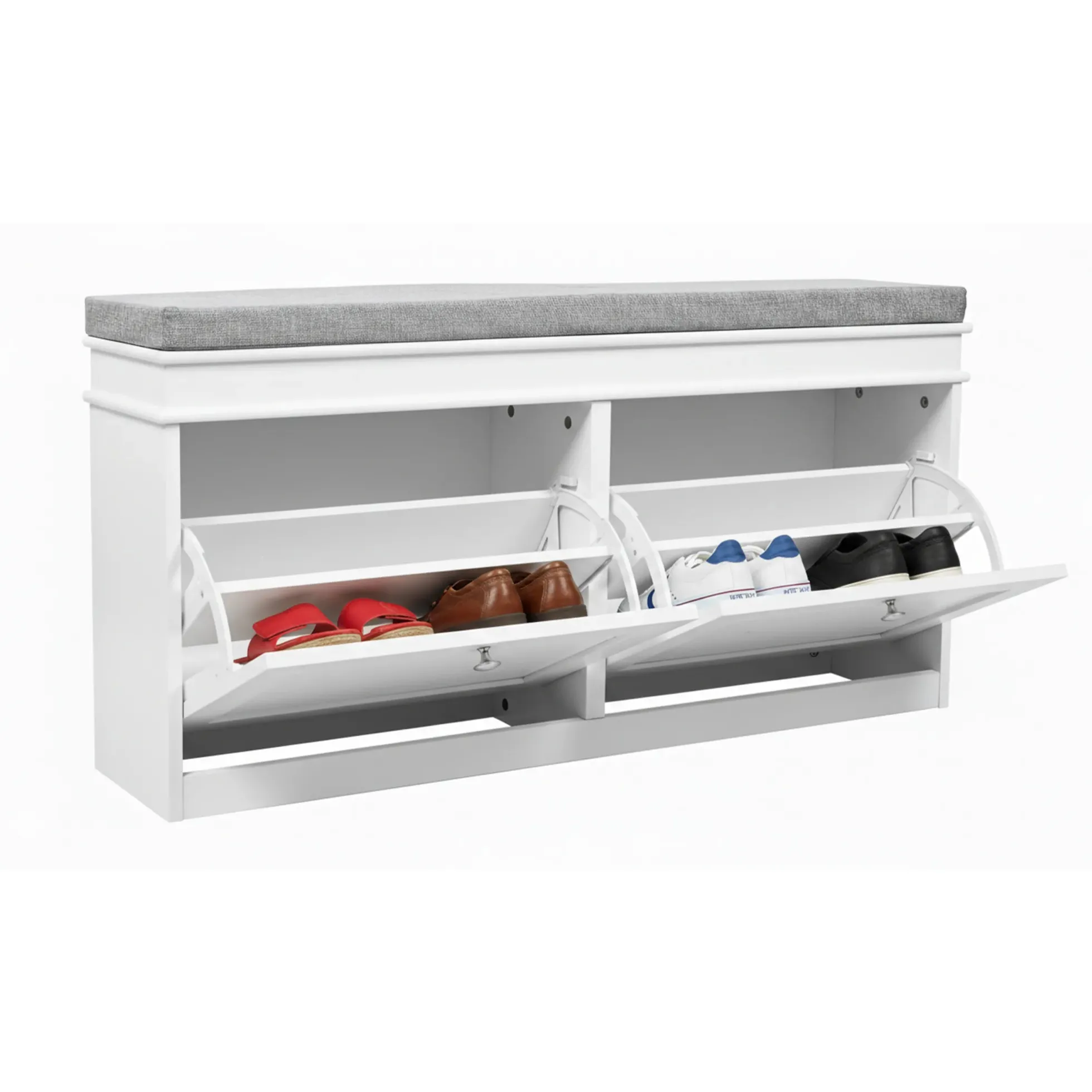 Estha 11 - Schuhschrank Weiß/Grau