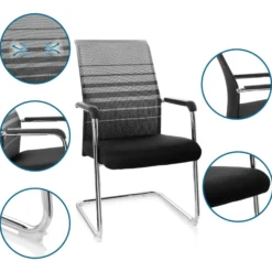 FALCONE V - Freischwinger Schwarz/Grau
