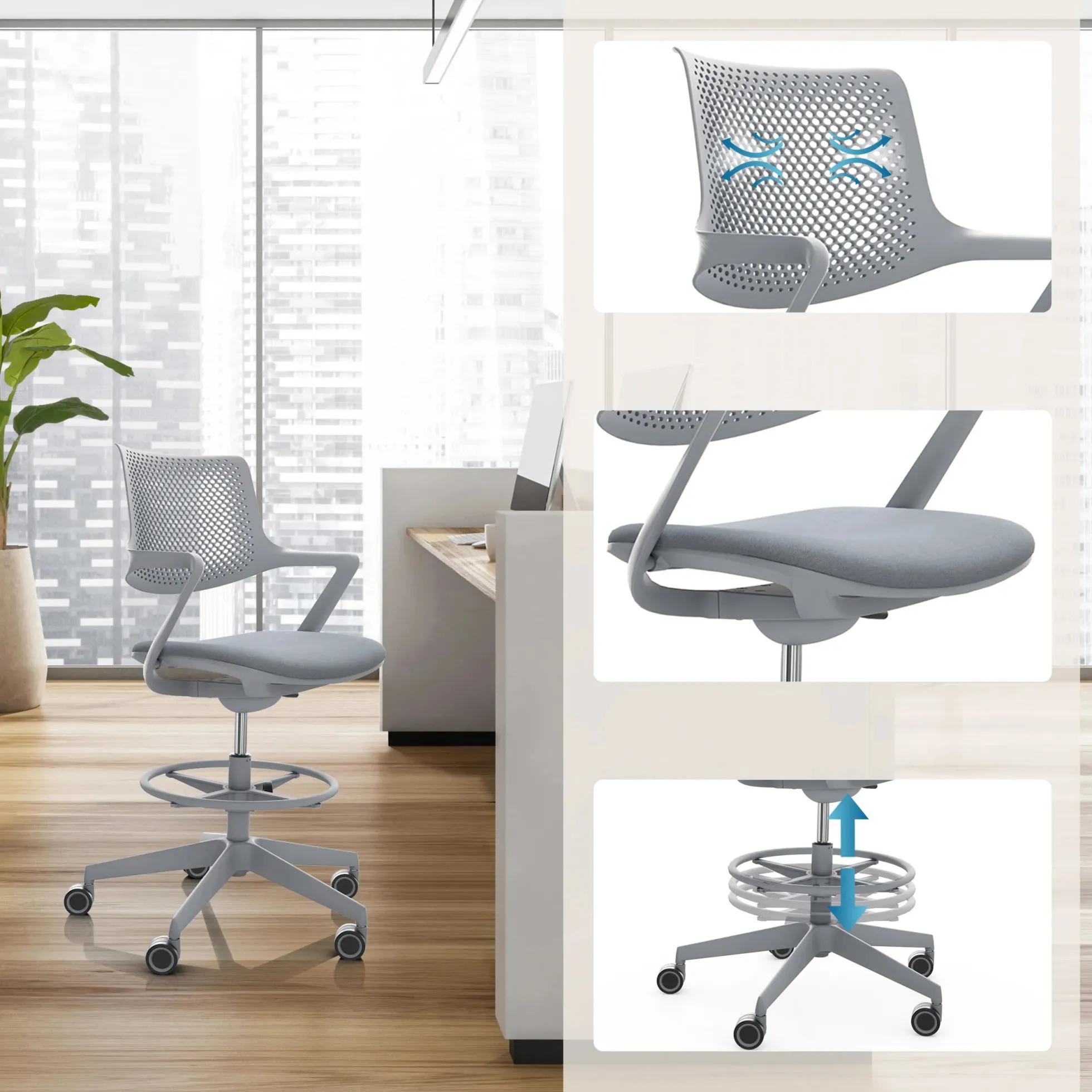 FLEX CHAIR C - Counterstuhl Grau