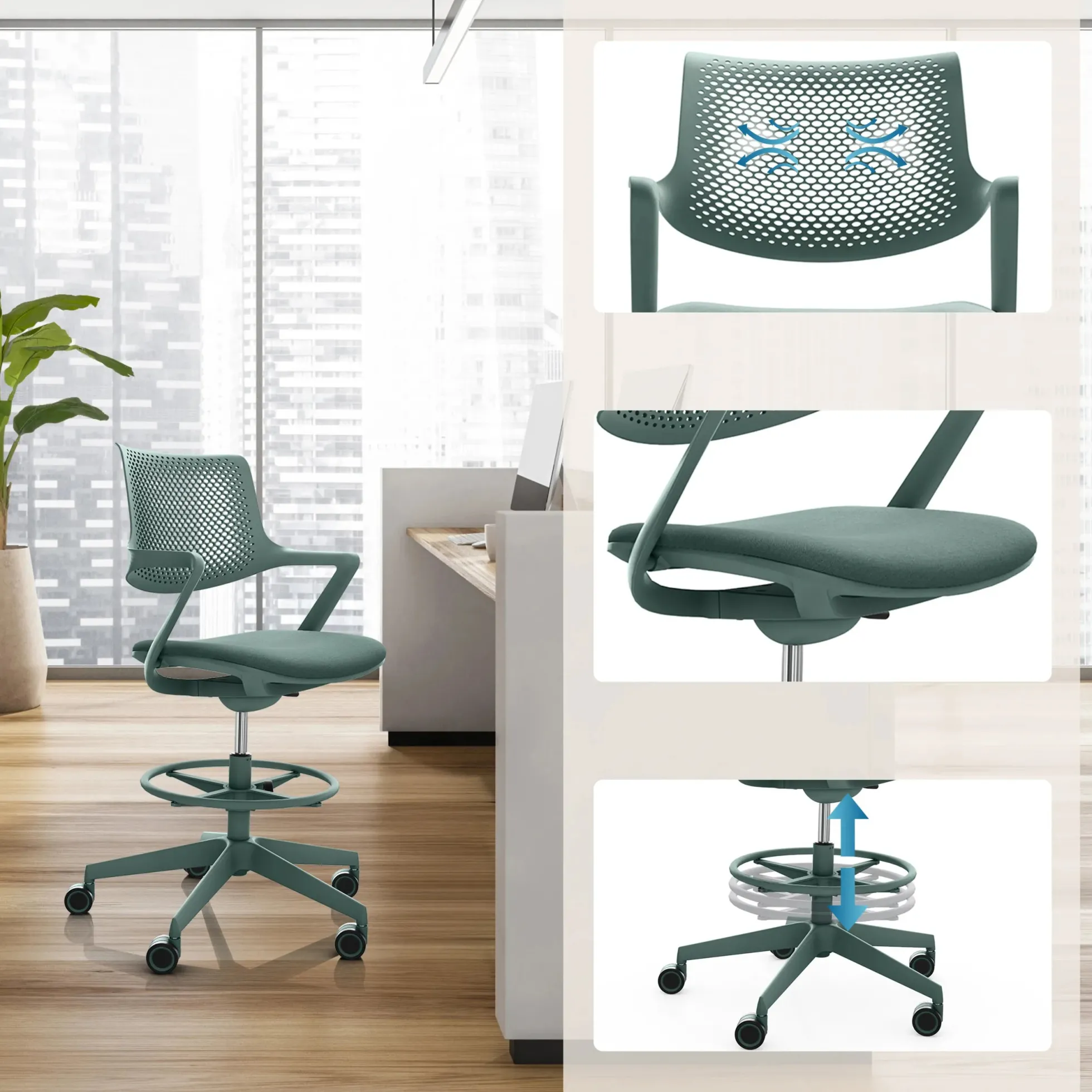FLEX CHAIR C - Counterstuhl Grün