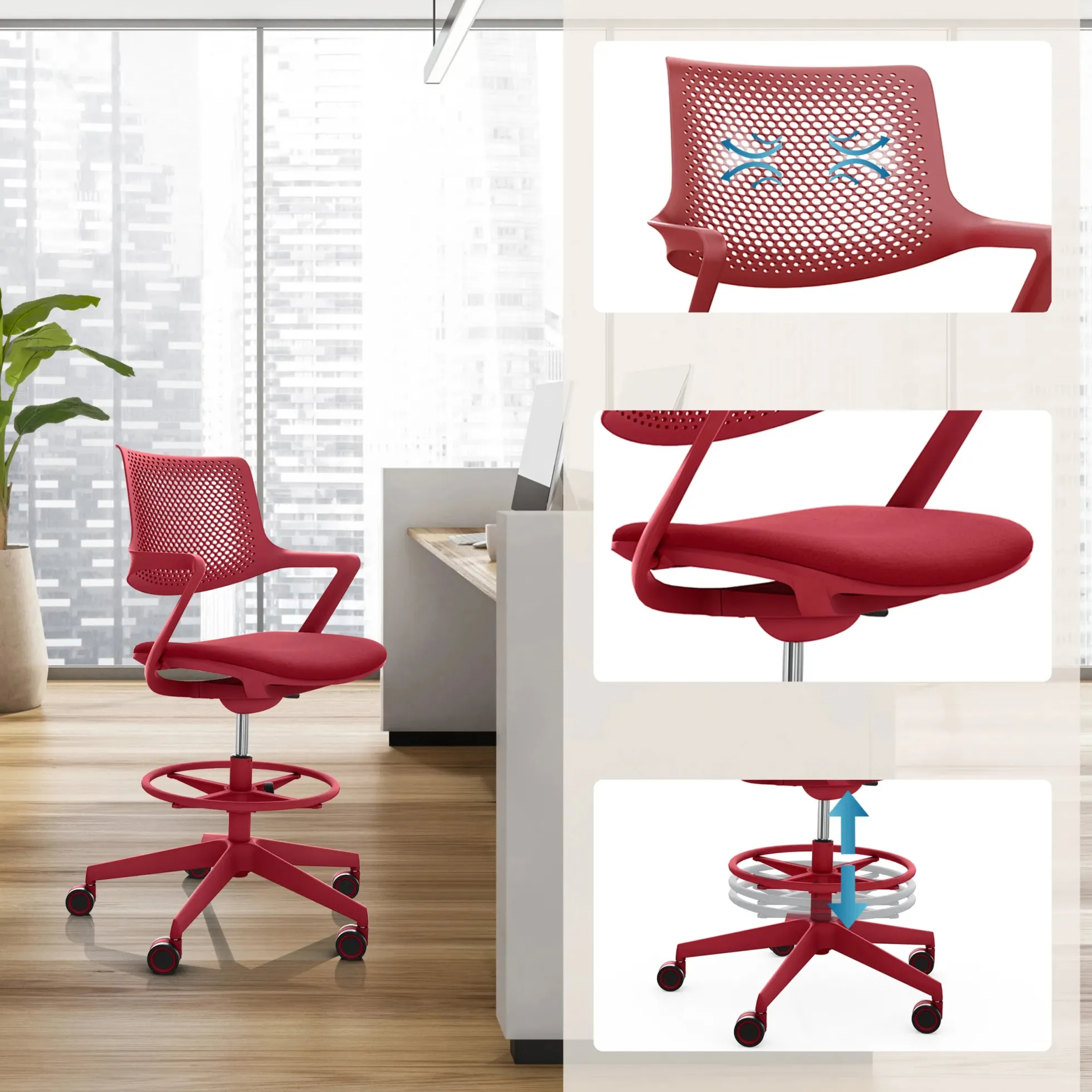 FLEX CHAIR C - Counterstuhl Rot