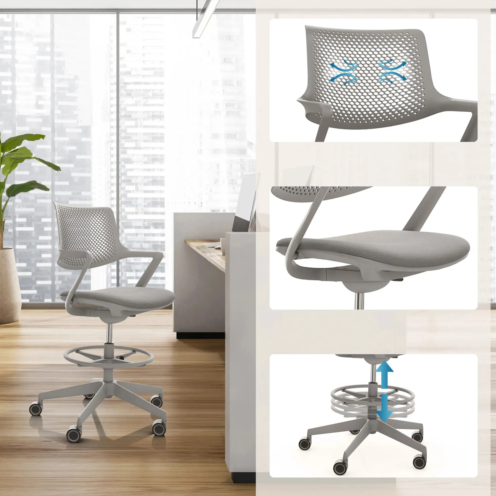 FLEX CHAIR C - Counterstuhl Taupe