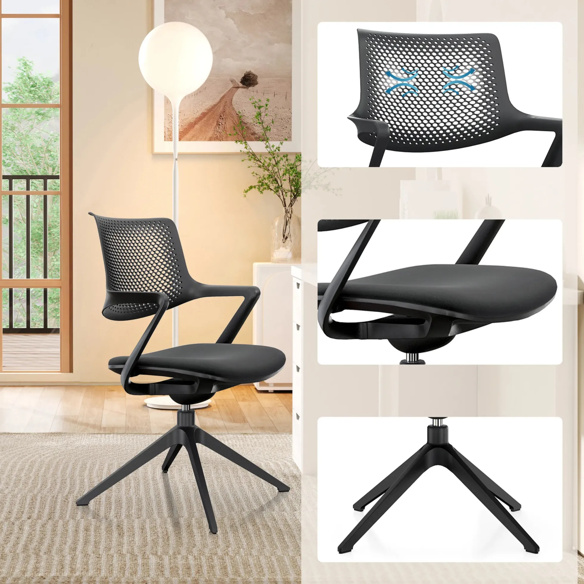 FLEX CHAIR V - Besucherstuhl Konferenzstuhl Schwarz