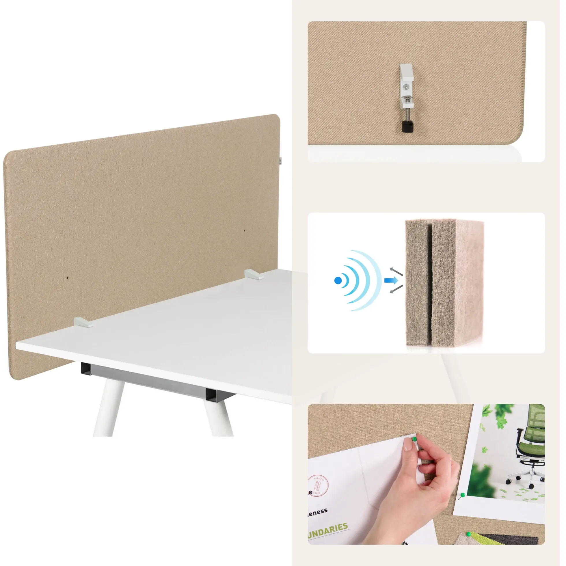 FLEXMIUT D1 | 120 cm - Tischtrennwand Beige