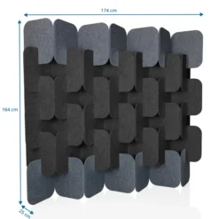 FLEXMIUT PLUG | 6-teiliges Set (H x B x T) 164 x 174 x 25 cm - Trennwand Grau/Dunkelgrau