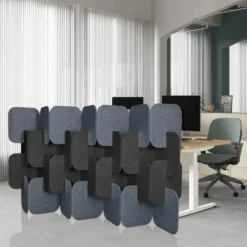 FLEXMIUT PLUG | 4-teiliges Set (H x B x T) 114 x 174 x 25 cm - Trennwand Grau/Dunkelgrau