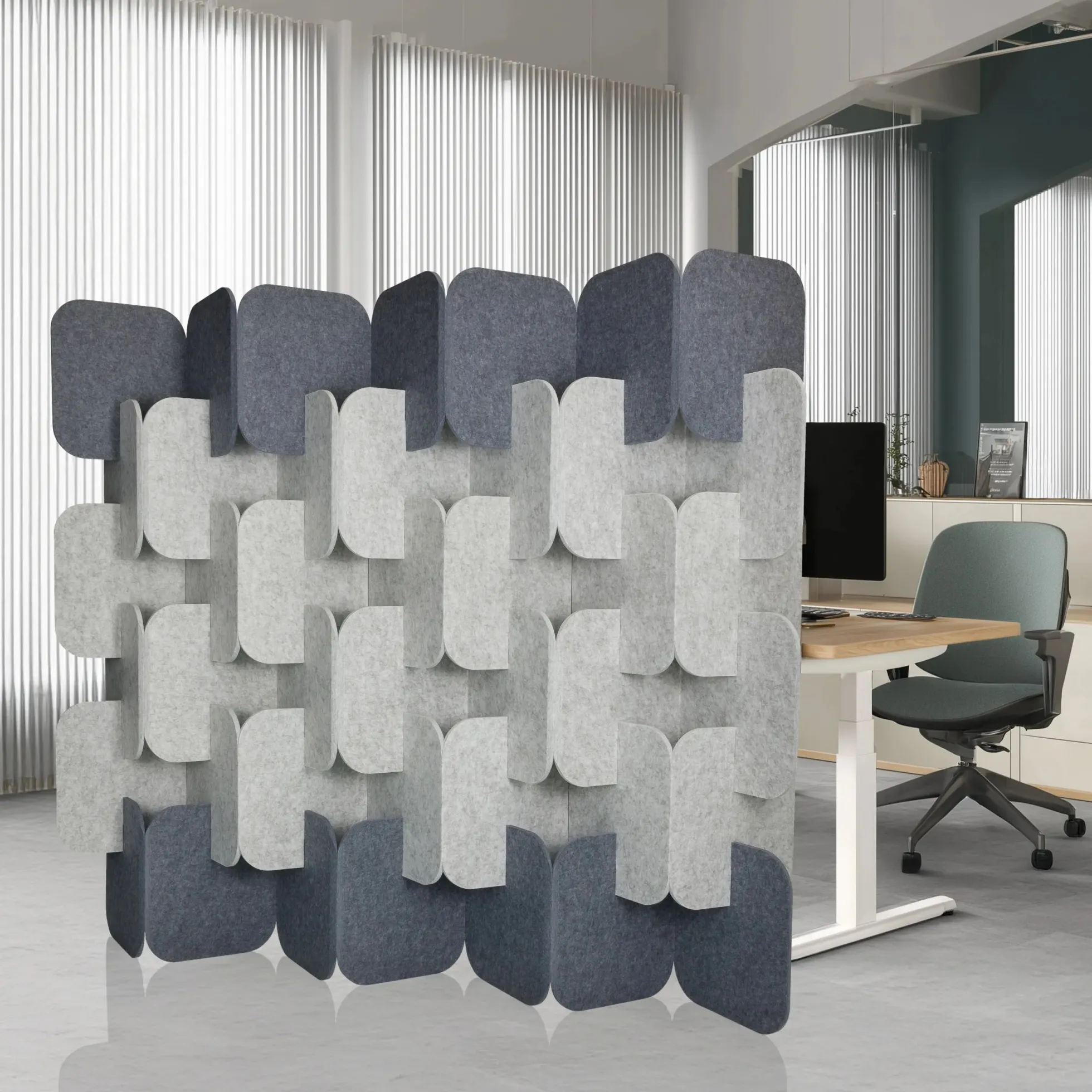 FLEXMIUT PLUG | 6-teiliges Set (H x B x T) 164 x 174 x 25 cm - Trennwand Grau/Hellgrau