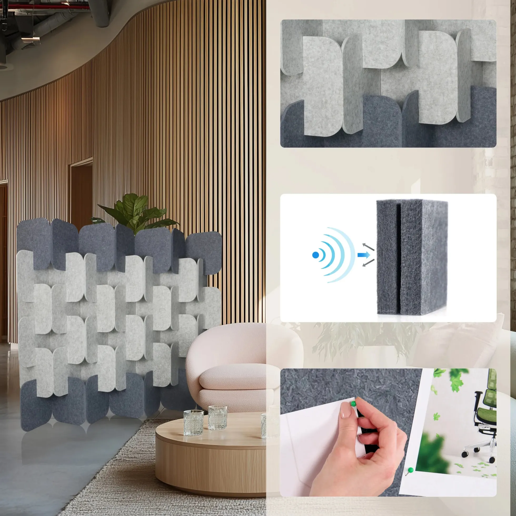 FLEXMIUT PLUG | 6-teiliges Set (H x B x T) 164 x 174 x 25 cm - Trennwand Grau/Hellgrau