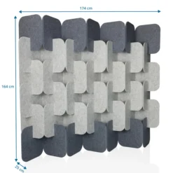 FLEXMIUT PLUG | 6-teiliges Set (H x B x T) 164 x 174 x 25 cm - Trennwand Grau/Hellgrau