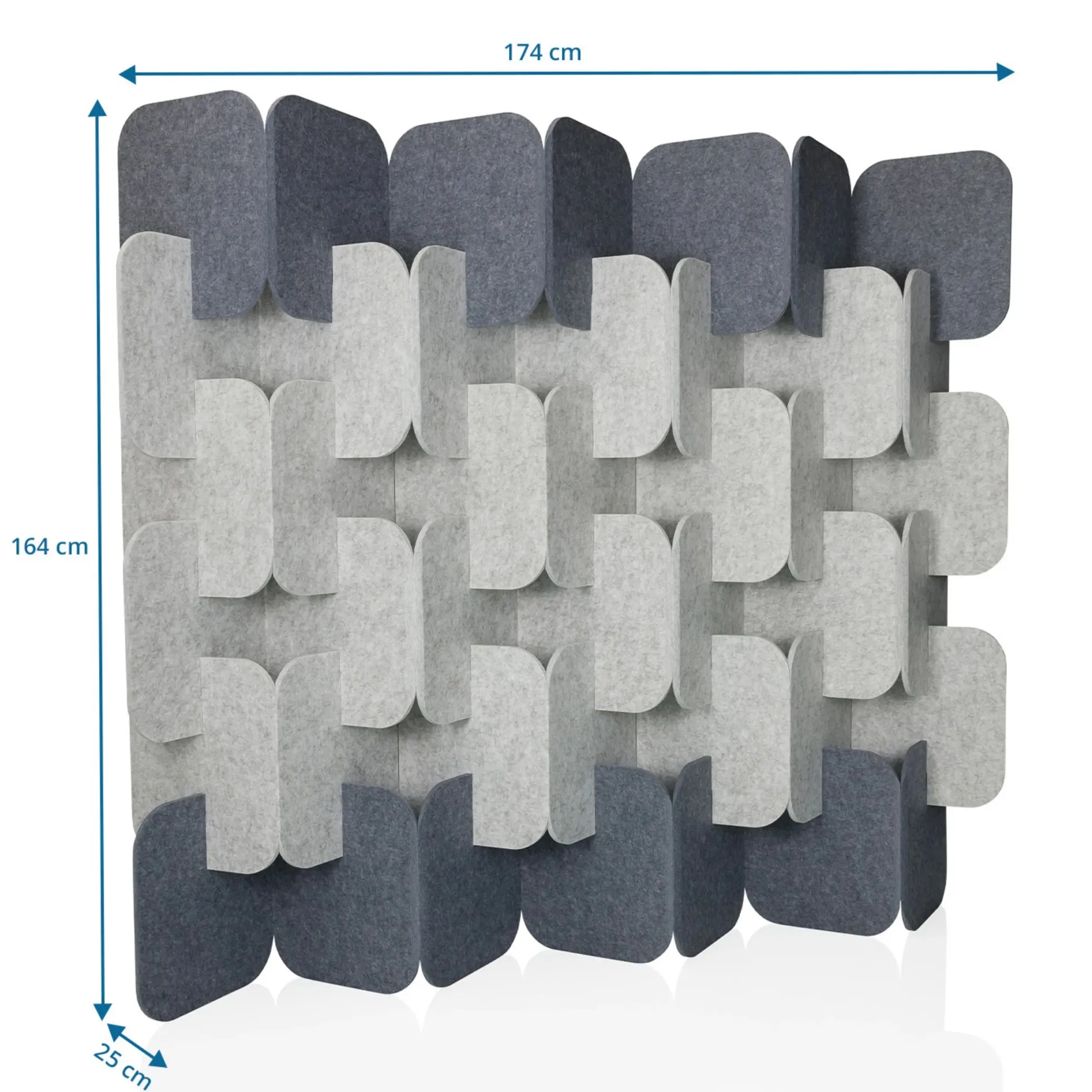 FLEXMIUT PLUG | 6-teiliges Set (H x B x T) 164 x 174 x 25 cm - Trennwand Grau/Hellgrau