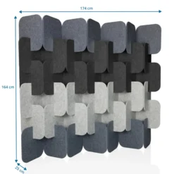 FLEXMIUT PLUG | 6-teiliges Set (H x B x T) 164 x 174 x 25 cm - Trennwand Grau/Hellgrau/Dunkelgrau
