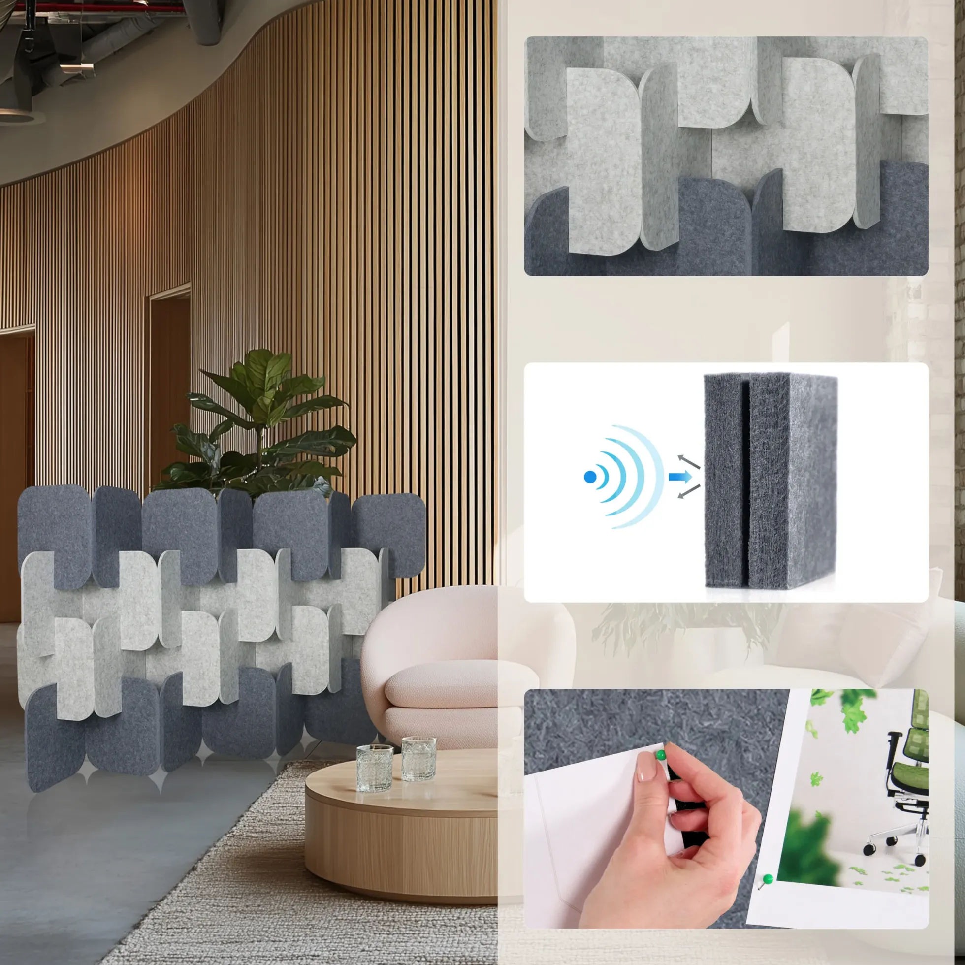 FLEXMIUT PLUG | 4-teiliges Set (H x B x T) 114 x 174 x 25 cm - Trennwand Grau/Hellgrau