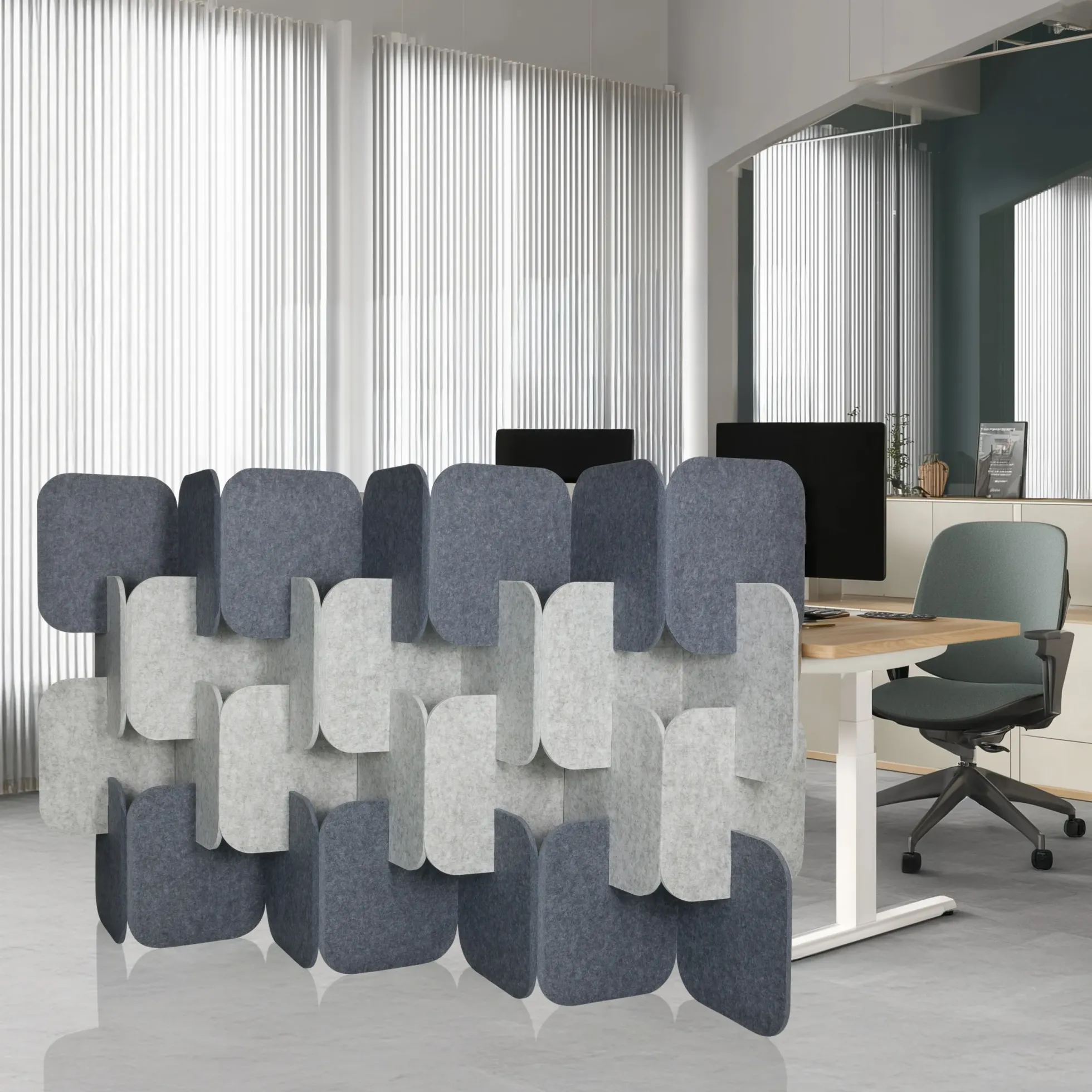 FLEXMIUT PLUG | 4-teiliges Set (H x B x T) 114 x 174 x 25 cm - Trennwand Grau/Hellgrau