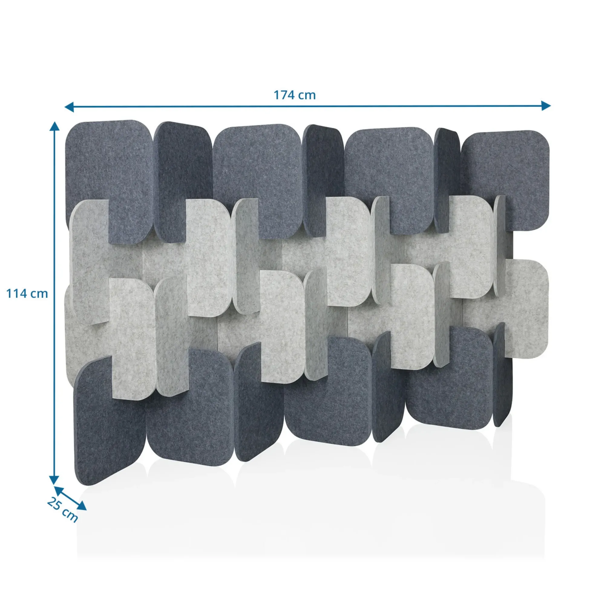 FLEXMIUT PLUG | 4-teiliges Set (H x B x T) 114 x 174 x 25 cm - Trennwand Grau/Hellgrau