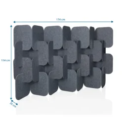 FLEXMIUT PLUG | 4-teiliges Set (H x B x T) 114 x 174 x 25 cm - Trennwand Grau
