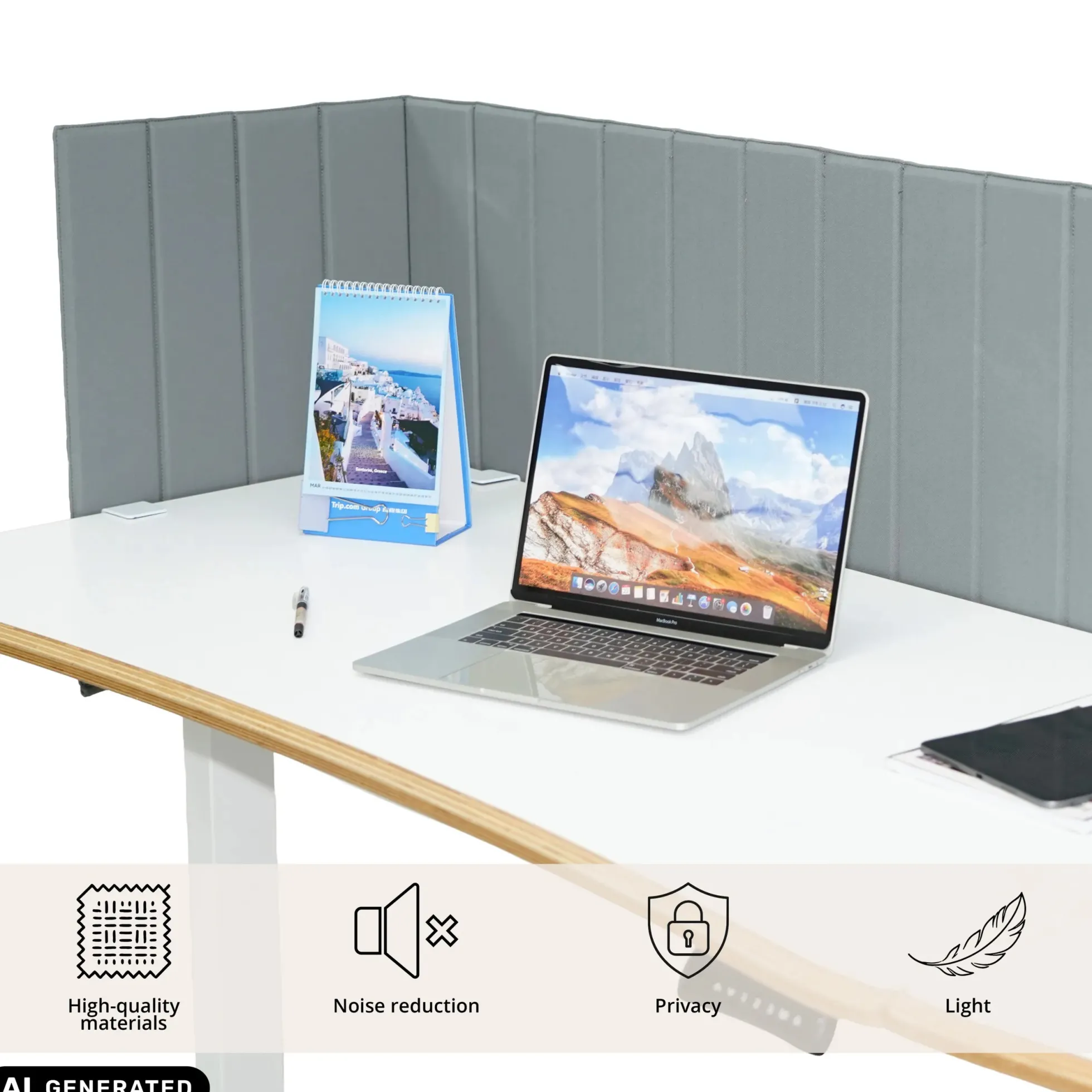 FLEXMIUT ROLL | 160 cm - Tischtrennwand Hellgrau