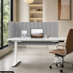 FLEXMIUT ROLL | 160 cm - Tischtrennwand Hellgrau