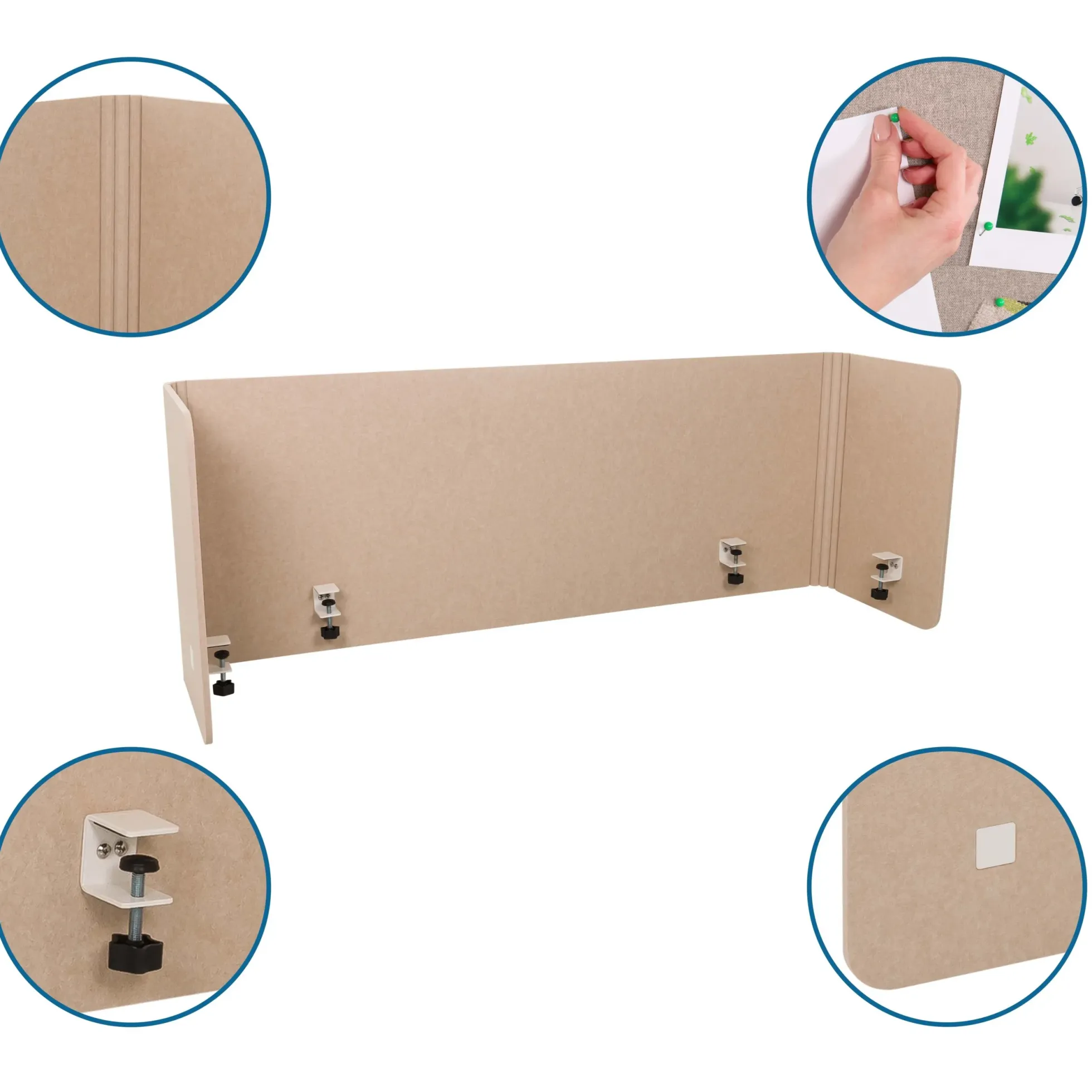 FLEXMIUT U | 160 cm - Tischtrennwand Beige