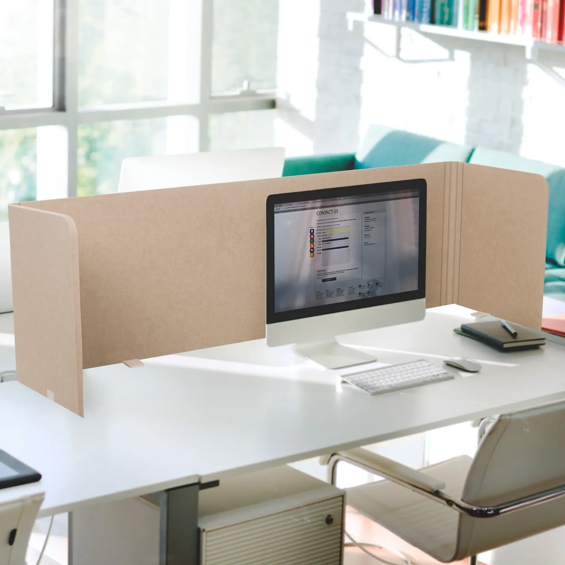 FLEXMIUT U | 160 cm - Tischtrennwand Beige