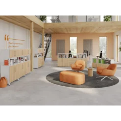 FlexWall | 2 OH | Türen + Korpus | mit Sockelgestell Weiß/Eiche