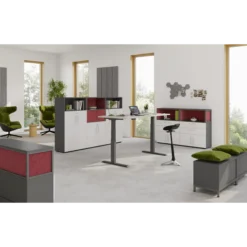 FlexWall | 4 OH | Türen + Korpus | mit Sockelgestell Graphit/Weiß