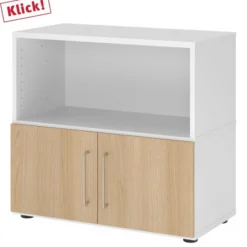 FlexWall | 2 OH | Türen + Korpus | mit Stellfüßen Weiß/Eiche