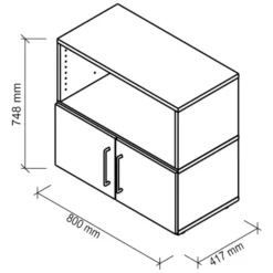 FlexWall | 2 OH | Türen + Korpus | mit Stellfüßen Graphit/Asteiche