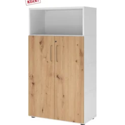 FlexWall | 4 OH | Türen + Korpus | mit Stellfüßen Weiß/Asteiche