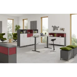 FlexWall | 4 OH | Türen + Korpus | mit Stellfüßen Graphit/Weiß