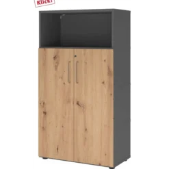 FlexWall | 4 OH | Türen + Korpus | mit Stellfüßen Graphit/Asteiche