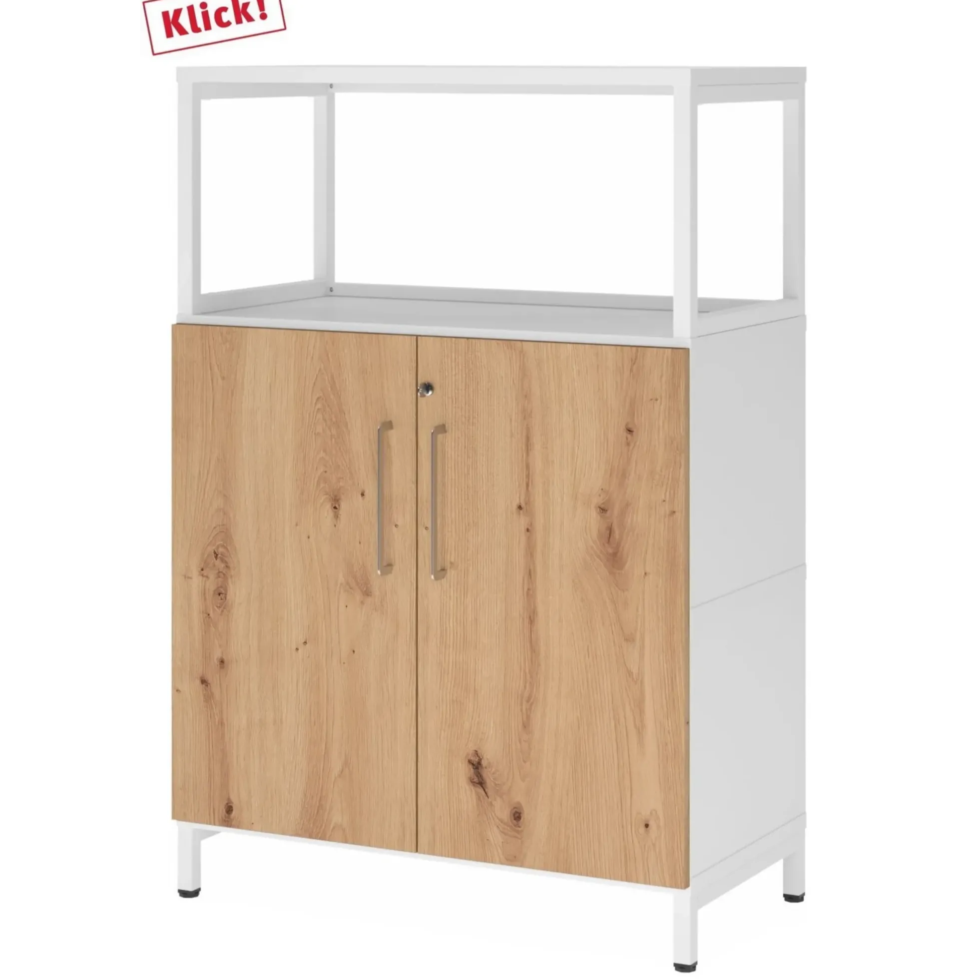 FlexWall | 3 OH | Türen + Rahmen | mit Sockelgestell Weiß/Asteiche